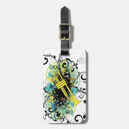 Swirl Grunge Trumpet Gepäckanhänger (Vorderseite vertikal)