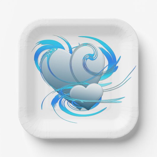 Swirl Hearts Pappteller (Vorderseite)