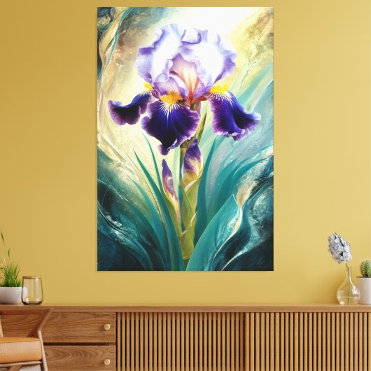 *~* Swirl Iris Blume Künstlerisch Iris Painting AP Leinwanddruck (Insitu (Wohnzimmer))