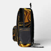 Swirl Liquid Gold Black Monochrome Christian Achem Bedruckter Rucksack (Rechts)