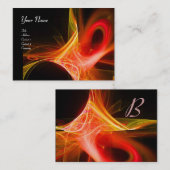 SWIRL MONOGRAM Lebendig schwarz rosa rot Visitenkarte (Vorne/Hinten)