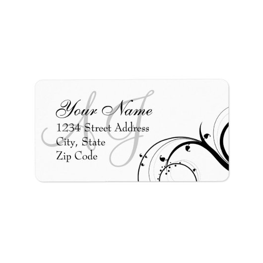 Swirl Monogram Wedding RSVP Umschlag-Adressetikett Adressaufkleber (Vorne)