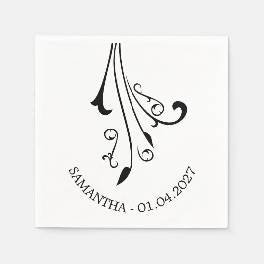 Swirl Ornaments Horror Black Gothic Serviette (Vorderseite)