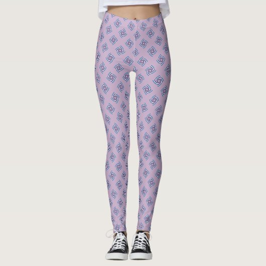 Swirl Pattern - Navy Blue White Sky Blue Leggings (Vorderseite)