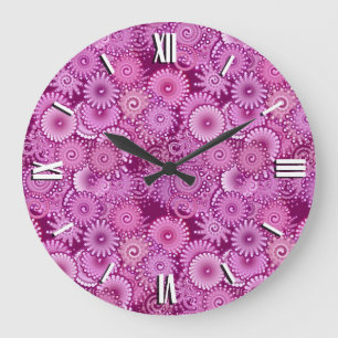 Swirl pattern, purple, pink, plum, lilac große wanduhr
