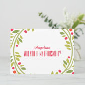Swirl Pattern Werden Sie meine Brautjungfrau? Einladung (Stehend Vorderseite)