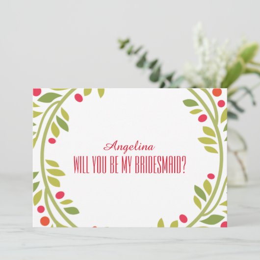 Swirl Pattern Werden Sie meine Brautjungfrau? Einladung (Stehend Vorderseite)