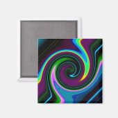 Swirl Retro Blue Magnet (Vorderseite/Rückseite)