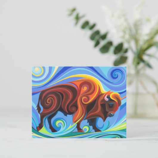 Swirl Spirits Buffalo Bison Postcard Power Tier Postkarte (Stehend Vorderseite)