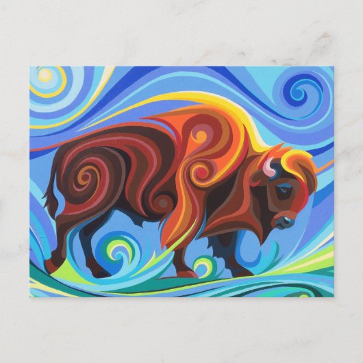 Swirl Spirits Buffalo Bison Postcard Power Tier Postkarte (Vorderseite)