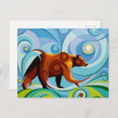 Swirl Spirits Grizzly Bär Postcard Power Tier Postkarte (Vorne/Hinten)