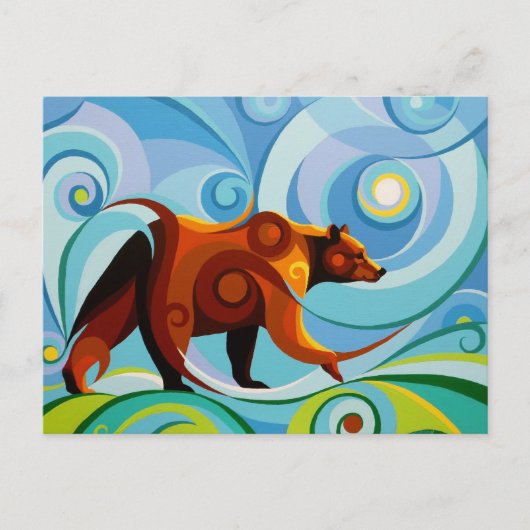 Swirl Spirits Grizzly Bär Postcard Power Tier Postkarte (Vorderseite)