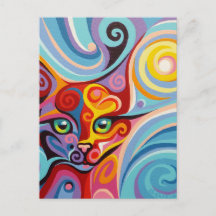 Swirl Spirits Luna Moon Cat Postcard Spirit Animal