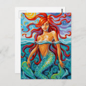 Swirl Spirits Mermaid Postcard Ocean Fish Beach Postkarte (Vorne/Hinten)