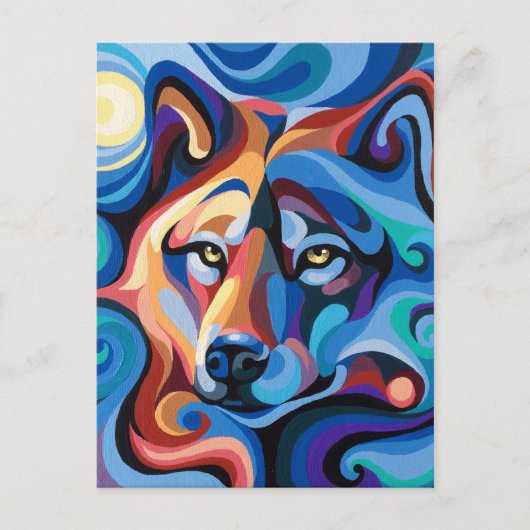 Swirl Spirits Wolf Postcard Spirit Power Tier Postkarte (Vorderseite)