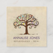 Swirl Tree of Life - farbenfrohe Blätter Quadratische Visitenkarte (Vorderseite)