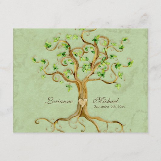 Swirl Tree Root Antiqued Sage Empfang laden Begleitkarte (Rückseite)