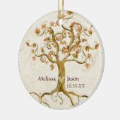 Swirl Tree Roots Antike Personalisierte Namen Herz Keramikornament (Links)
