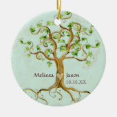 Swirl Tree Roots Antike Personalisierte Namen Herz Keramikornament (Vorne)