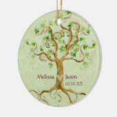 Swirl Tree Roots Antike Personalisierte Namen Herz Keramikornament (Links)