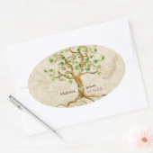 Swirl Tree Roots Antike Personalisierte Namen Herz Ovaler Aufkleber (Umschlag)