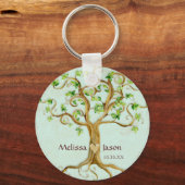 Swirl Tree Roots Antike Personalisierte Namen Herz Schlüsselanhänger (Vorderseite)