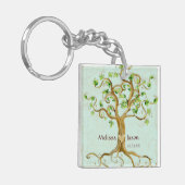 Swirl Tree Roots Antike Personalisierte Namen Herz Schlüsselanhänger (Vorderseite links)