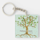 Swirl Tree Roots Antike Personalisierte Namen Herz Schlüsselanhänger (Vorderseite)