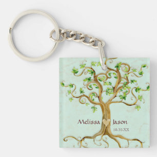 Swirl Tree Roots Antike Personalisierte Namen Herz Schlüsselanhänger