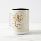 Swirl Tree Roots Antike Personalisierte Namen Herz Zweifarbige Tasse (Vorderseite Links)