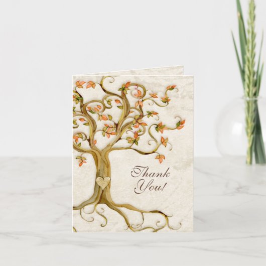 Swirl Tree Roots Antike Tan Custom Thank You Note Dankeskarte (Vorderseite)