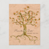 Swirl Tree Roots Antikes Parchment Hochzeit Gerett Ankündigungspostkarte (Vorderseite)