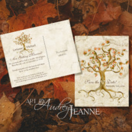 Swirl Tree Roots Antikes Parchment Hochzeit Gerett Ankündigungspostkarte