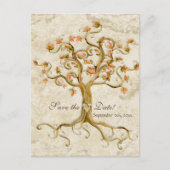 Swirl Tree Roots Antikes Parchment Hochzeit Gerett Ankündigungspostkarte (Vorderseite)