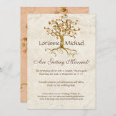 Swirl Tree Roots Antikes Parchment Hochzeit Gerett Einladung (Vorne/Hinten)