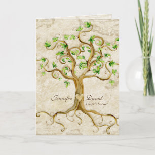 Swirl Tree Roots Antiqued Tan Couples Dusche Einladung