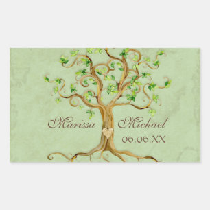 Swirl Tree Roots Antiqued Wedding Matching Siegel Rechteckiger Aufkleber