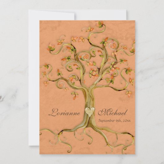 Swirl Tree Roots Antiquitätenhochzeit Einladung (Rückseite)