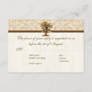 Swirl Tree Roots Antiquitätenhochzeit RSVP Karte