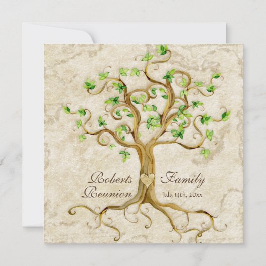 Swirl Tree Roots Wiedersehen laden Sie ein Einladung (Rückseite)