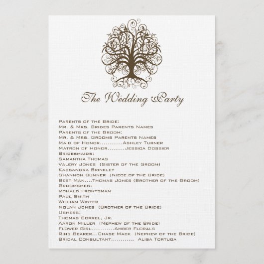 Swirl Tree Wedding Program Programm (Rückseite)