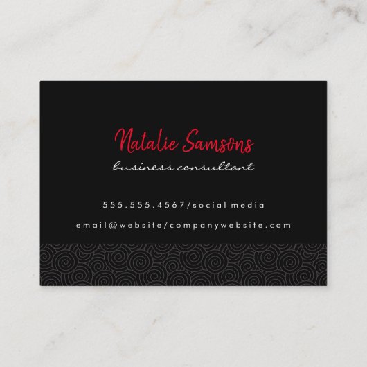 Swirl Trim Scrim Monogramm Visitenkarte (Rückseite)