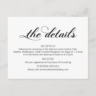 Swirl Typografy Wedding Details Enclosure Card Begleitkarte