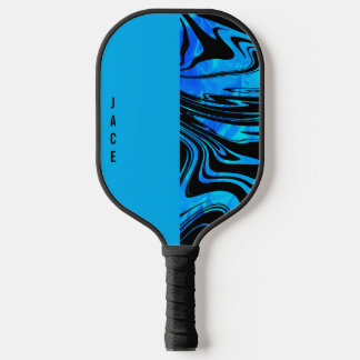 Swirl und Solid Blue Monogram Pickleball Schläger