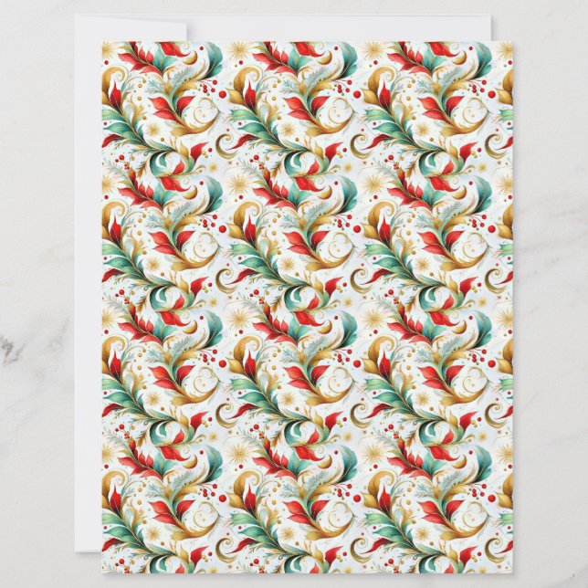 Swirled christmas floral craft paper (Vorderseite)