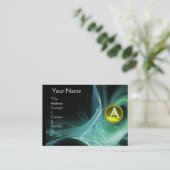 SWIRLGEM MONOGRAM Lebendig schwarz-grün gelb Visitenkarte (Stehend Vorderseite)