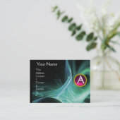 SWIRLGEM MONOGRAM Lebendig schwarz-grün pink Visitenkarte (Stehend Vorderseite)