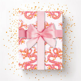 Swirling Dragon in Pink and Orange Geschenkpapier