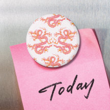 Swirling Dragon in Pink and Orange Magnet