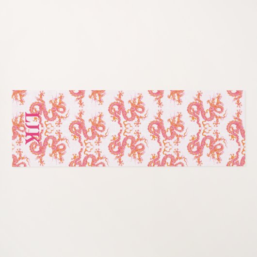 Swirling Dragon in Pink and Orange Personalized Yogamatte (Rückseite (Horizontal))